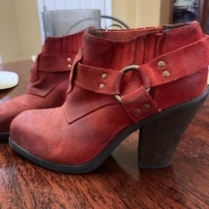 Jeffrey Campbell Red Suede Booties